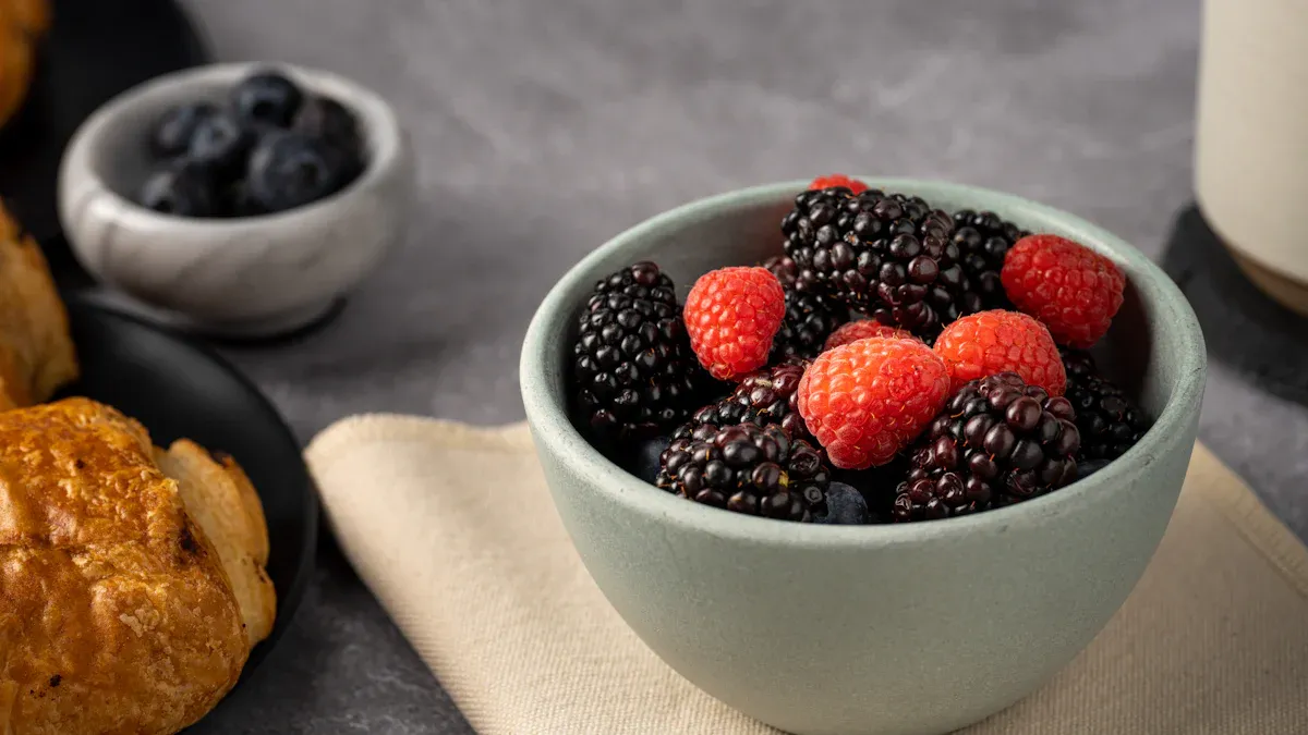 Enjoying Boysenberries